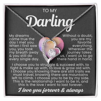 To My Darling Necklace - Love Heart Necklace - I Choose You Gift from Husband