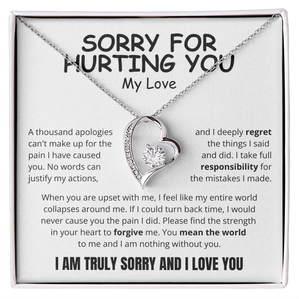 To My Love - Love Heart Necklace - I Am Sorry Message Card Gift