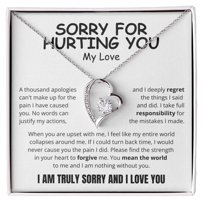 To My Love - Love Heart Necklace - I Am Sorry Message Card Gift