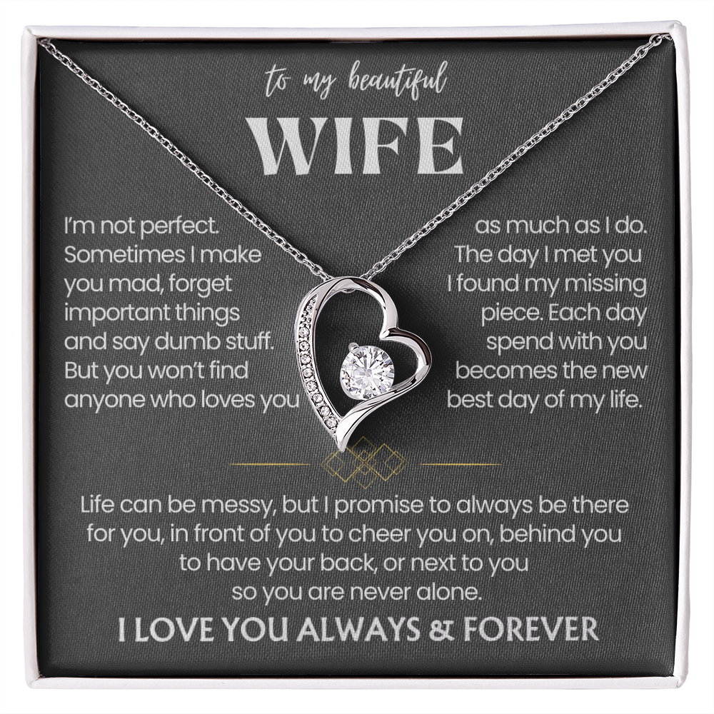 To My Wife - Love Heart Necklace - You Are the Greatest Gift Message Card Gift from Husband