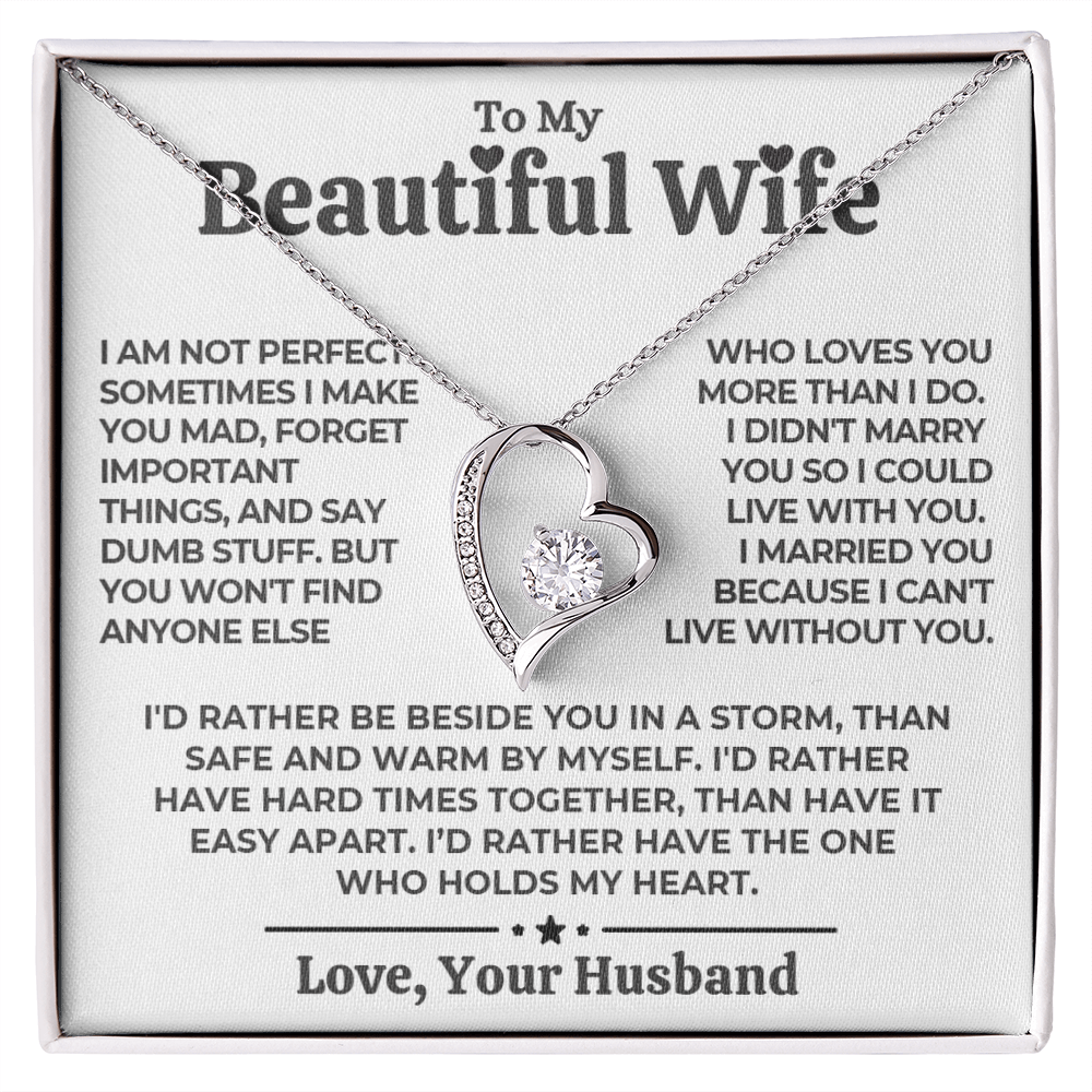 To My Wife - Love Heart Necklace - Eternal Rose Gift Box from Husband