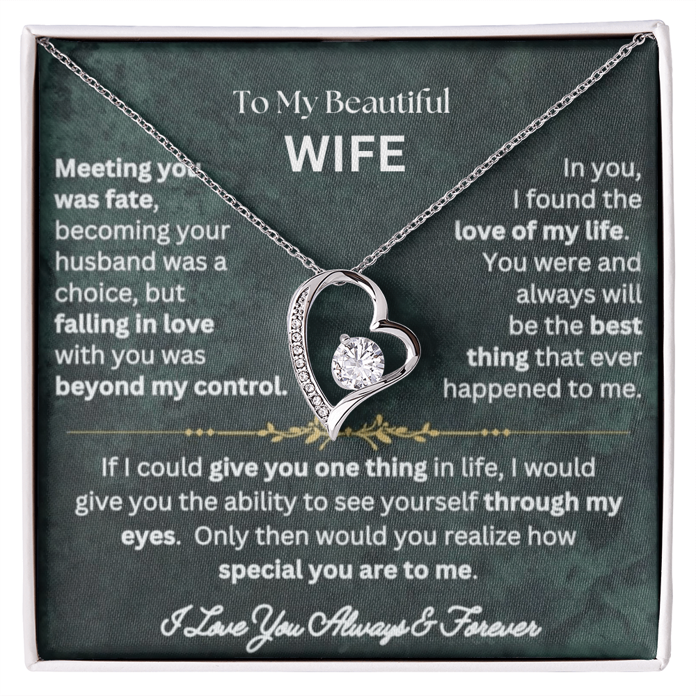To My Wife - Love Heart Necklace - Love You Always Message Card Gift