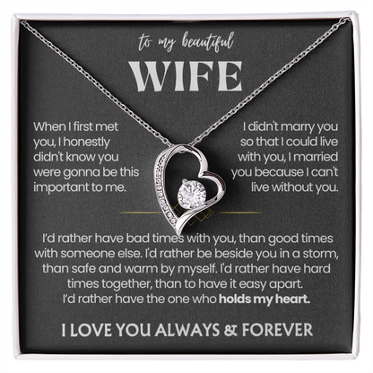 To My Wife - Love Heart Necklace - You Are the Best Thing Message Card Gift from Husband