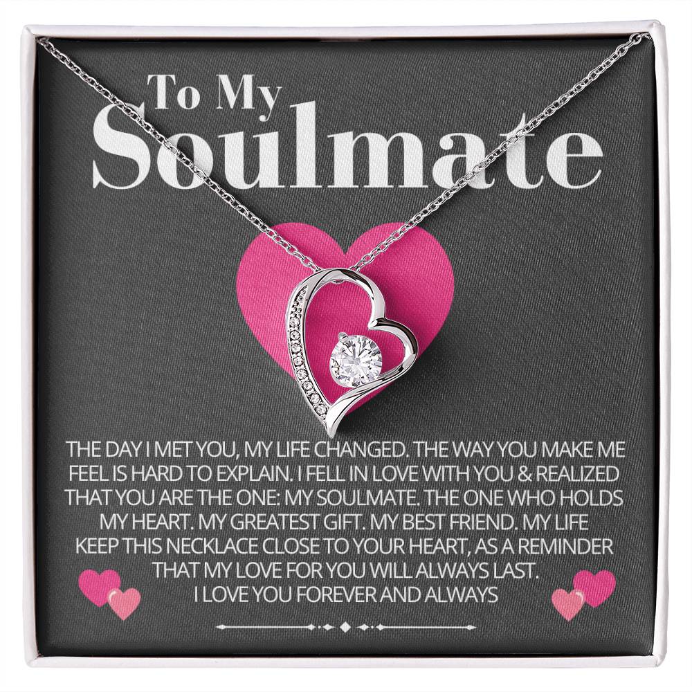 To My Soulmate - Love Heart Necklace - Love You Always Message Card Gift