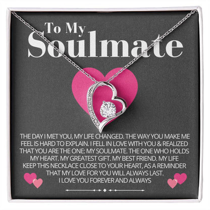 To My Soulmate - Love Heart Necklace - Love You Always Message Card Gift
