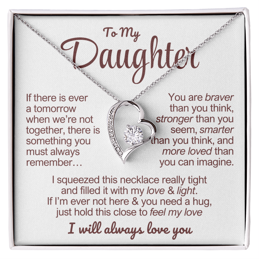 To My Daughter Necklace - Love Heart Necklace - Feel My Love Message Card Gift