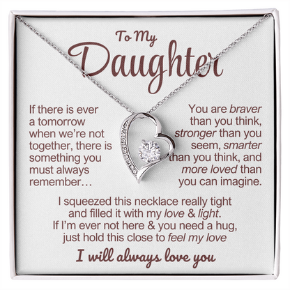 To My Daughter Necklace - Love Heart Necklace - Feel My Love Message Card Gift