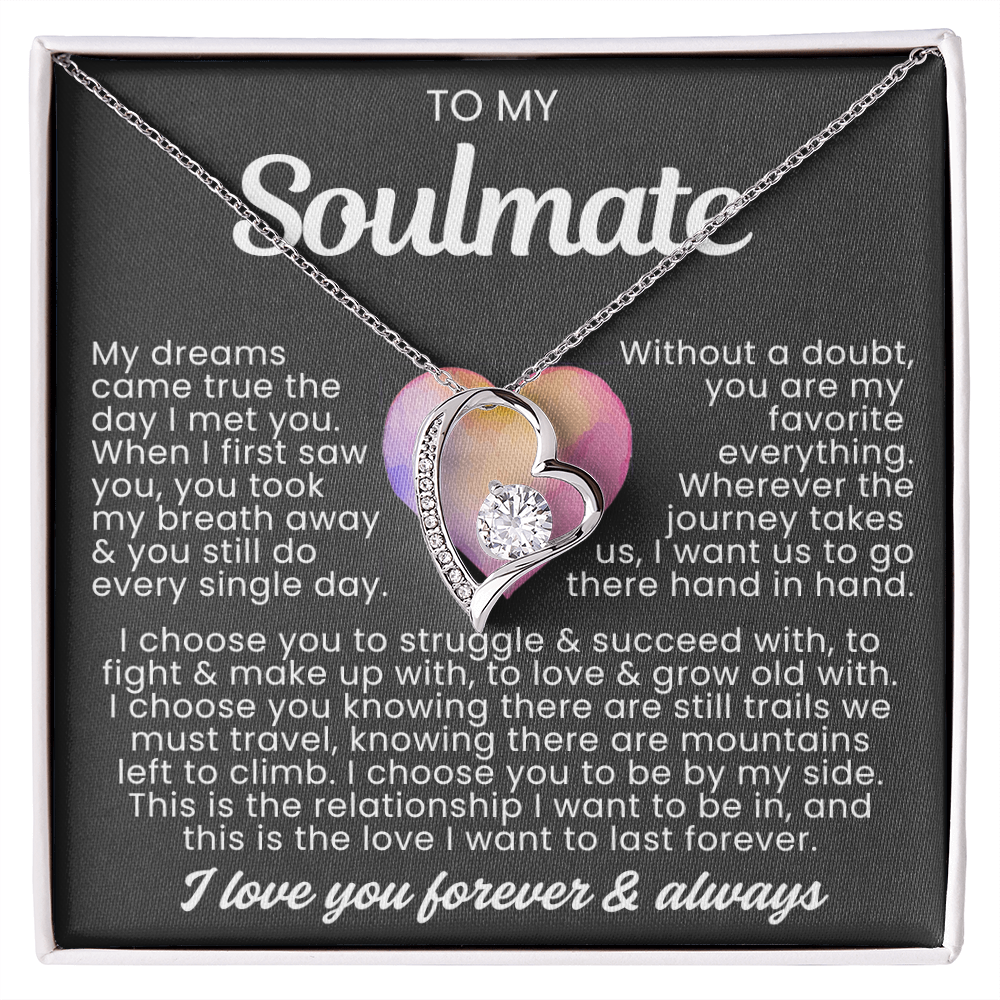 To My Soulmate - Love Heart Necklace - Love You Always Message Card Gift
