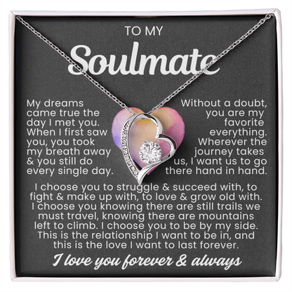 To My Soulmate - Love Heart Necklace - Love You Always Message Card Gift