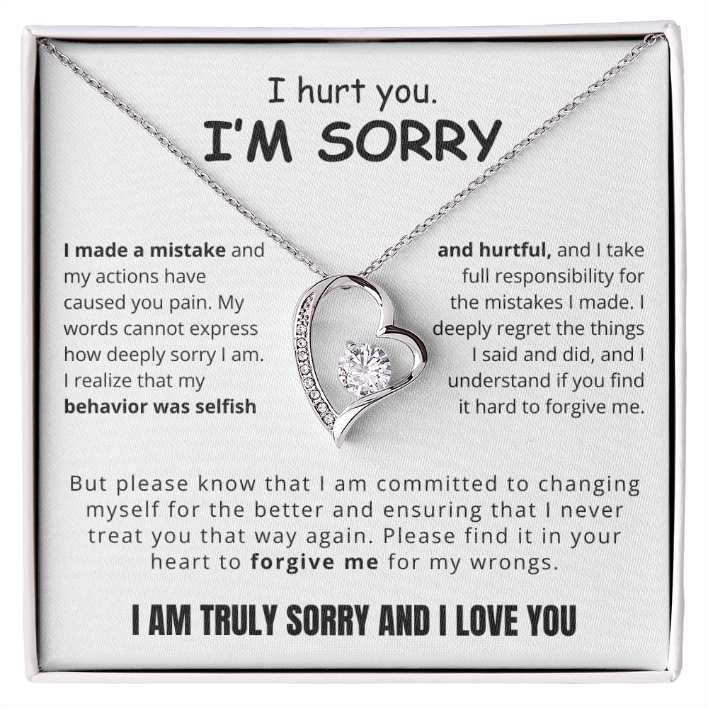 To My Love - Love Heart Necklace - I Am Sorry Message Card Gift