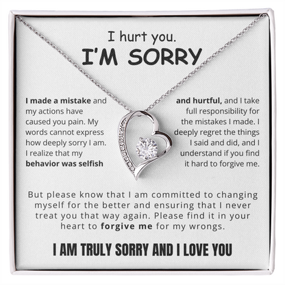 To My Love - Love Heart Necklace - I Am Sorry Message Card Gift