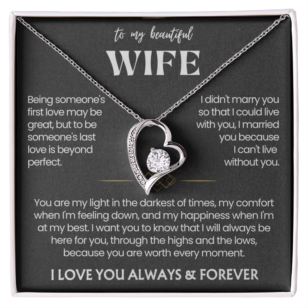 To My Wife - Love Heart Necklace - You Are Worth Every Moment Message Card Gift from Husband