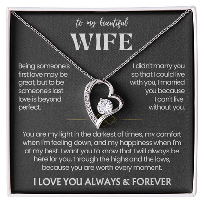 To My Wife - Love Heart Necklace - You Are Worth Every Moment Message Card Gift from Husband