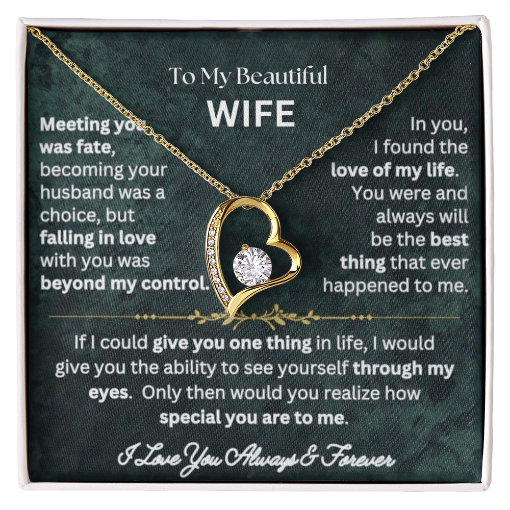 To My Wife - Love Heart Necklace - Love You Always Message Card Gift