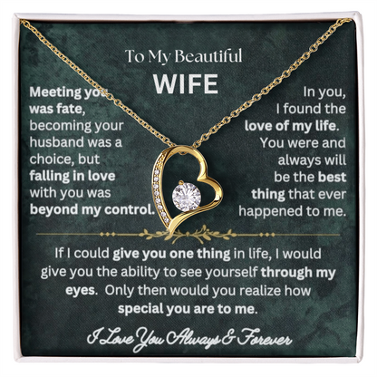 To My Wife - Love Heart Necklace - Love You Always Message Card Gift