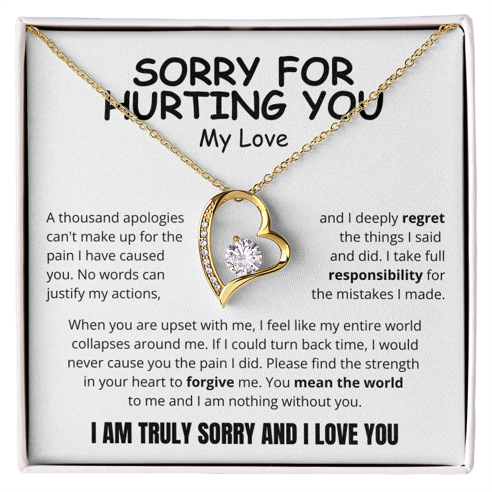 To My Love - Love Heart Necklace - I Am Sorry Message Card Gift