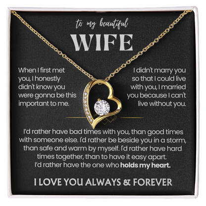To My Wife - Love Heart Necklace - You Are the Best Thing Message Card Gift from Husband
