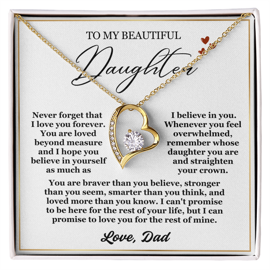 To My Daughter Necklace from Dad - Love Heart Necklace - Feel My Love Gift