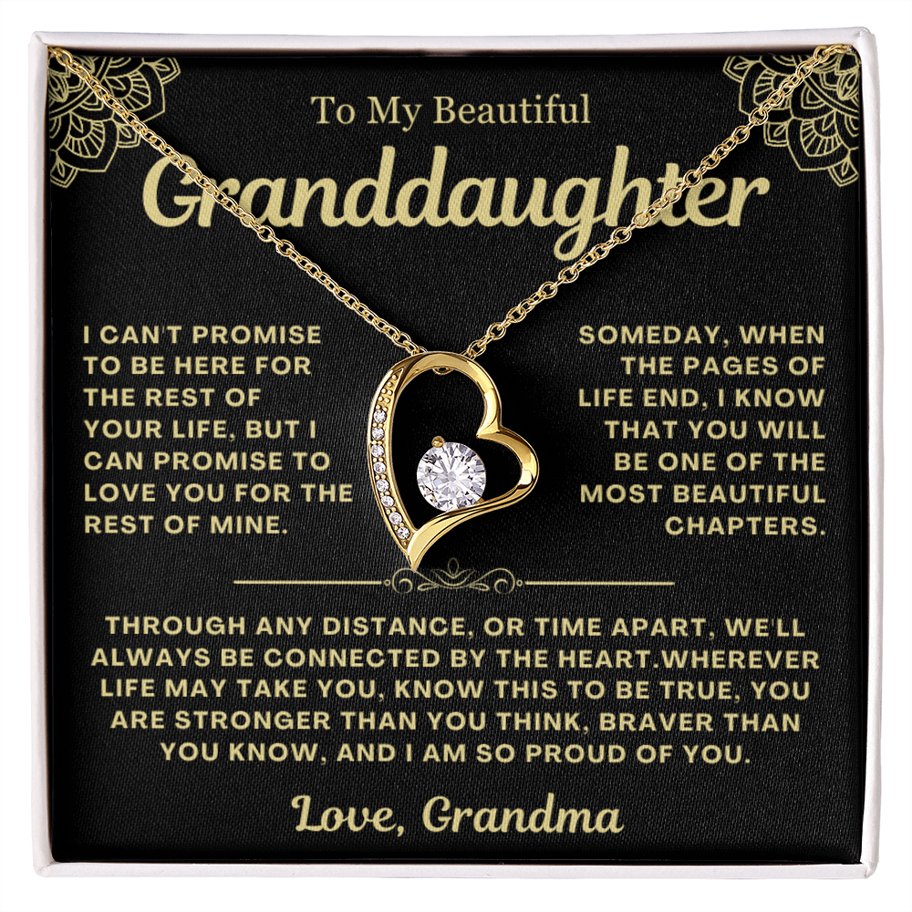 To My Granddaughter Necklace - Love Heart Necklace - I Am So Proud Of You Message Card Jewelry Gift
