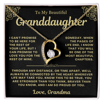 To My Granddaughter Necklace - Love Heart Necklace - I Am So Proud Of You Message Card Jewelry Gift