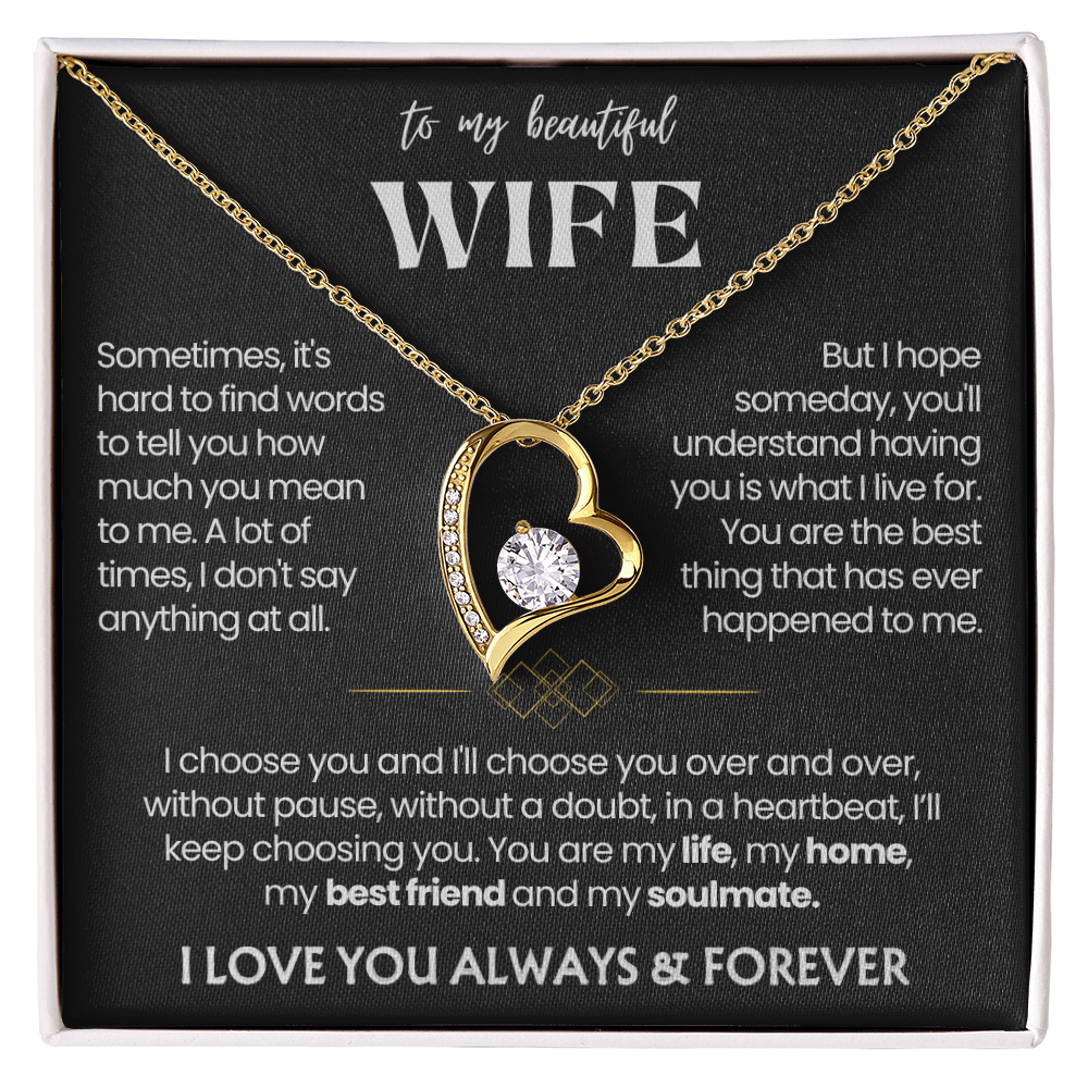 To My Wife - Love Heart Necklace - I Choose You Message Card Gift