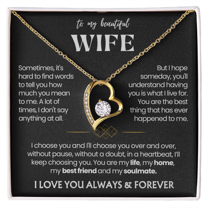 To My Wife - Love Heart Necklace - I Choose You Message Card Gift