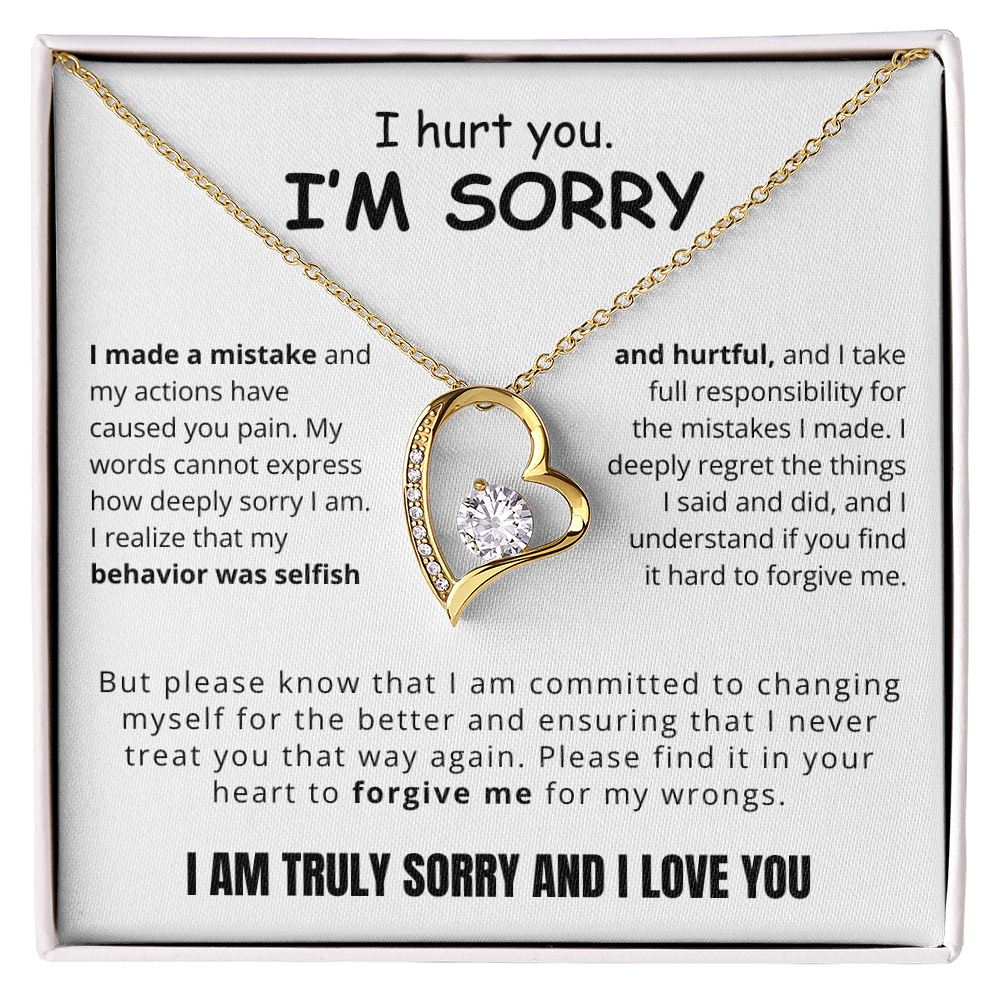 To My Love - Love Heart Necklace - I Am Sorry Message Card Gift