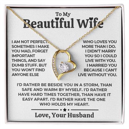 To My Wife - Love Heart Necklace - Eternal Rose Gift Box from Husband