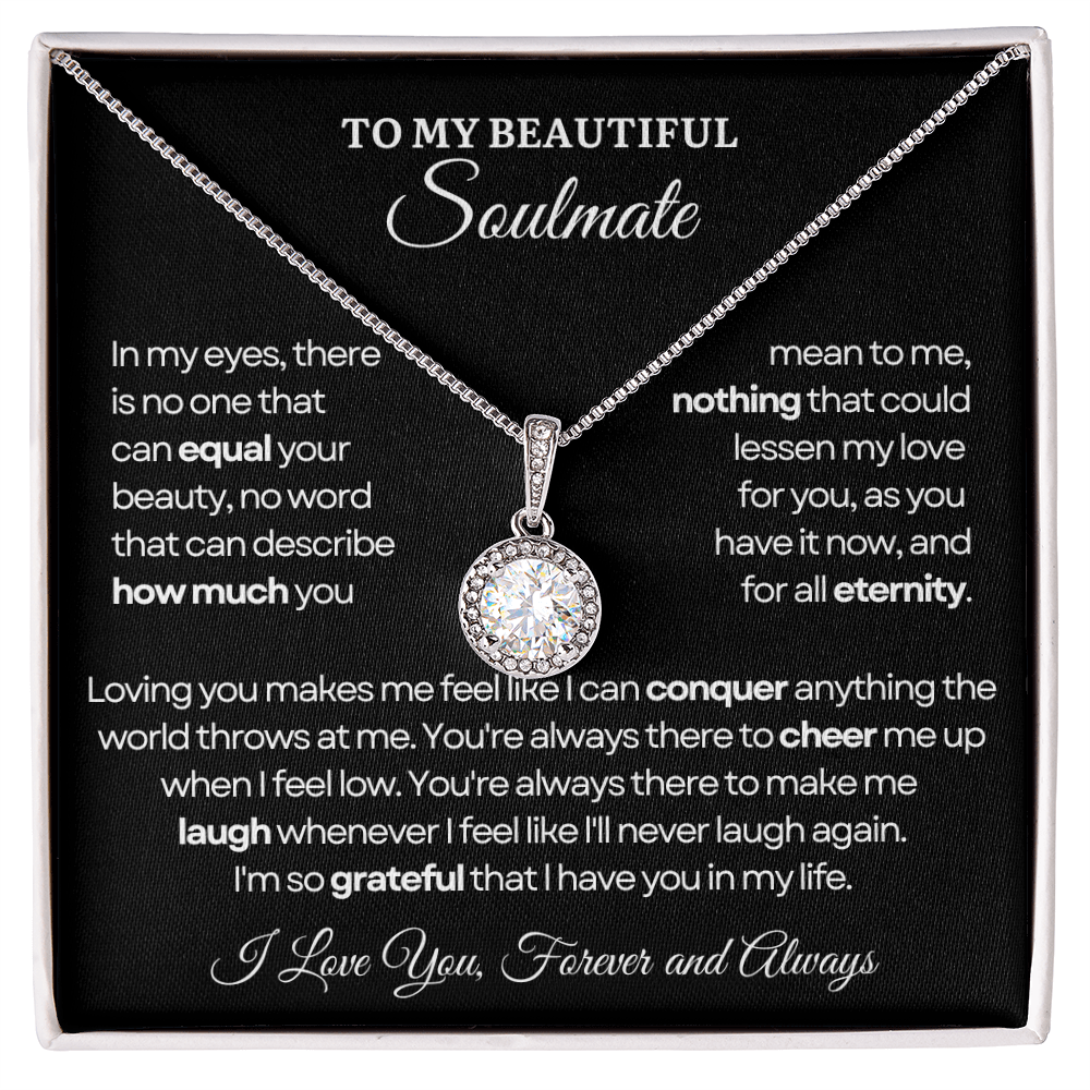 To My Soulmate Necklace - Eternal Love Necklace - Grateful for You Message Card Gift