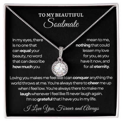 To My Soulmate Necklace - Eternal Love Necklace - Grateful for You Message Card Gift