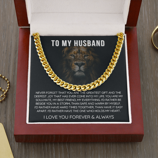 To My Husband - Cuban Link Necklace - Love You Forever Message Card Gift