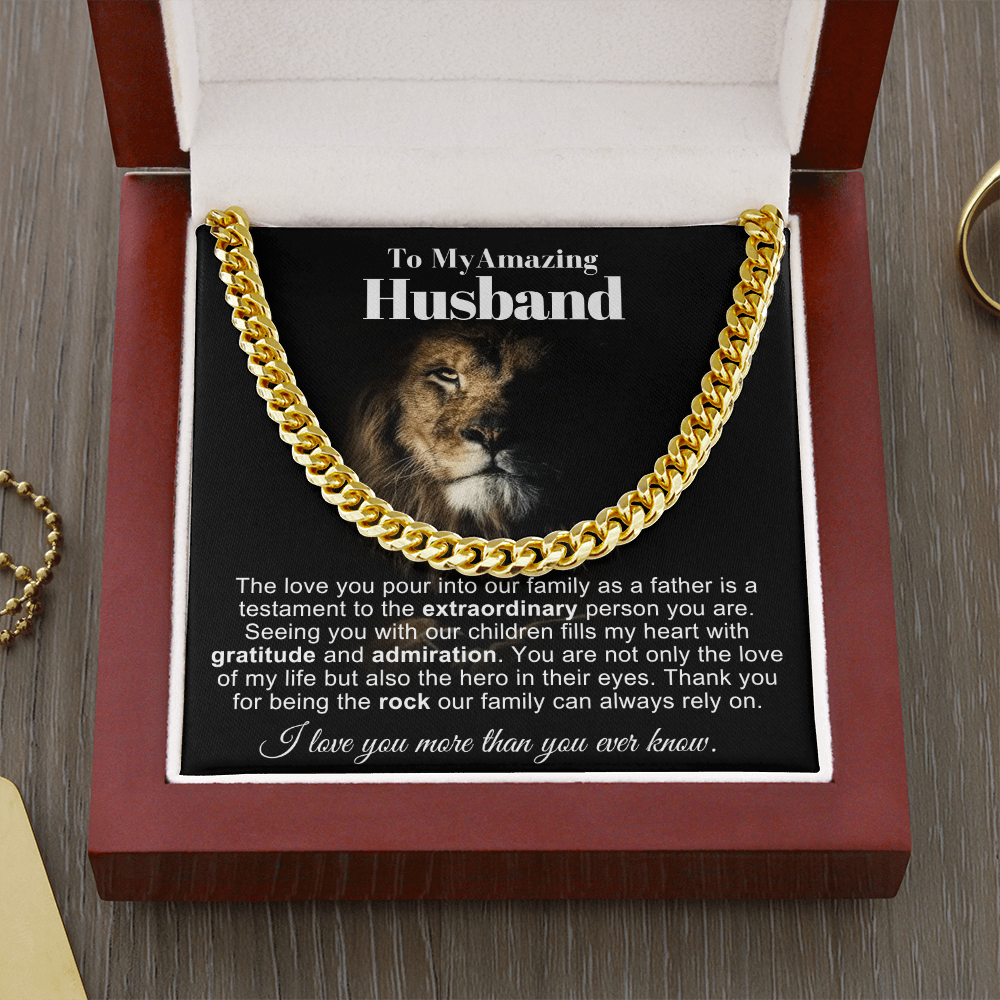 To My Husband - Cuban Link Necklace - Love You More Message Card Gift