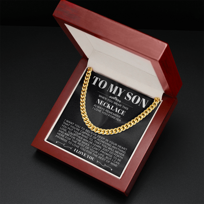 To My Son - Cuban Link Necklace - Love you forever Message Card Gift