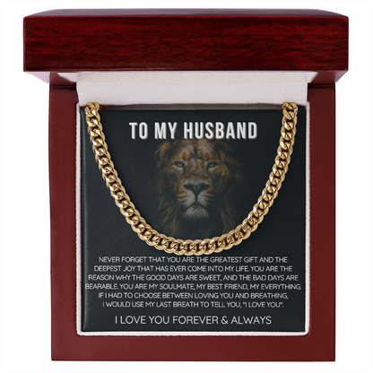 To My Husband - Cuban Link Necklace - Love You Forever Message Card Gift