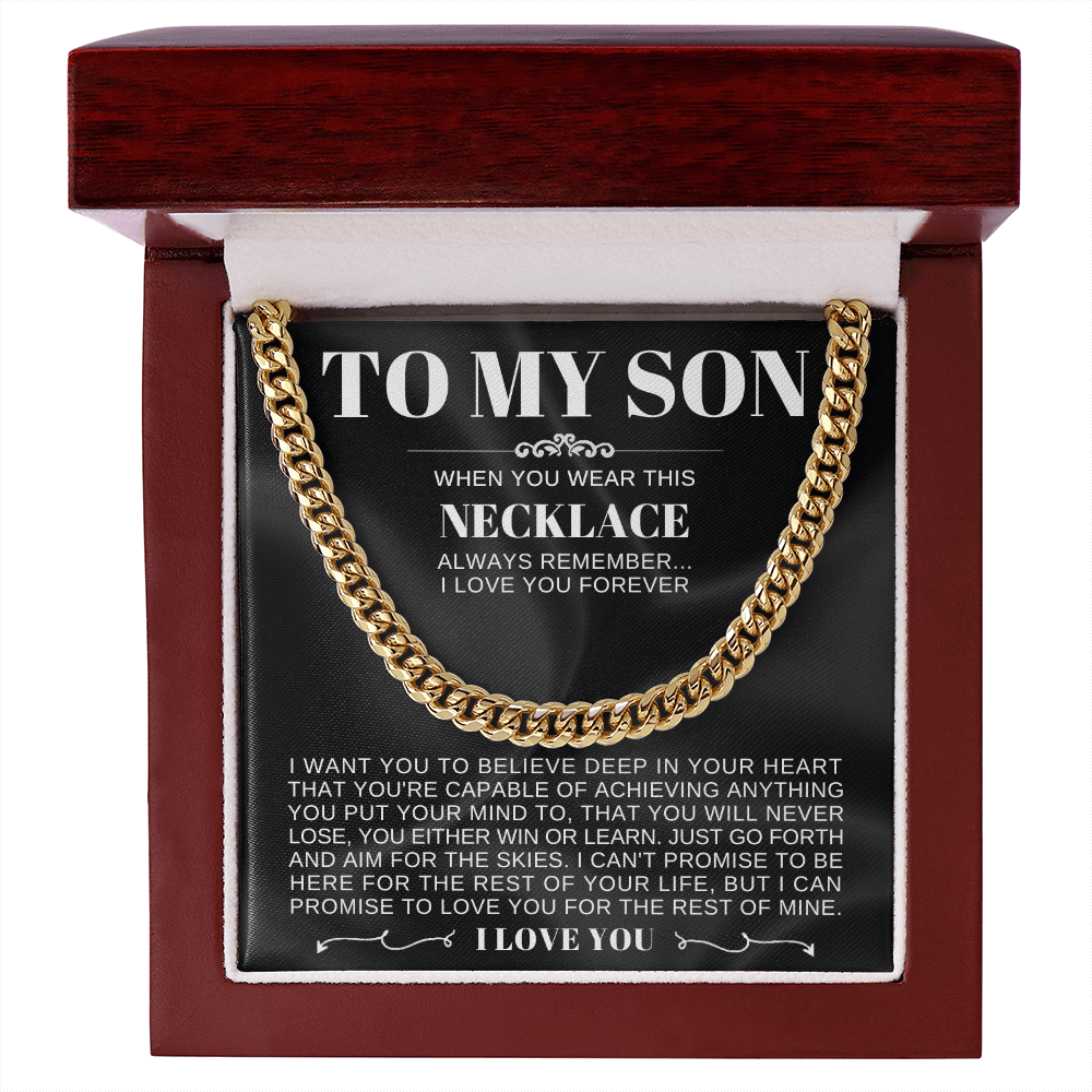 To My Son - Cuban Link Necklace - Love you forever Message Card Gift