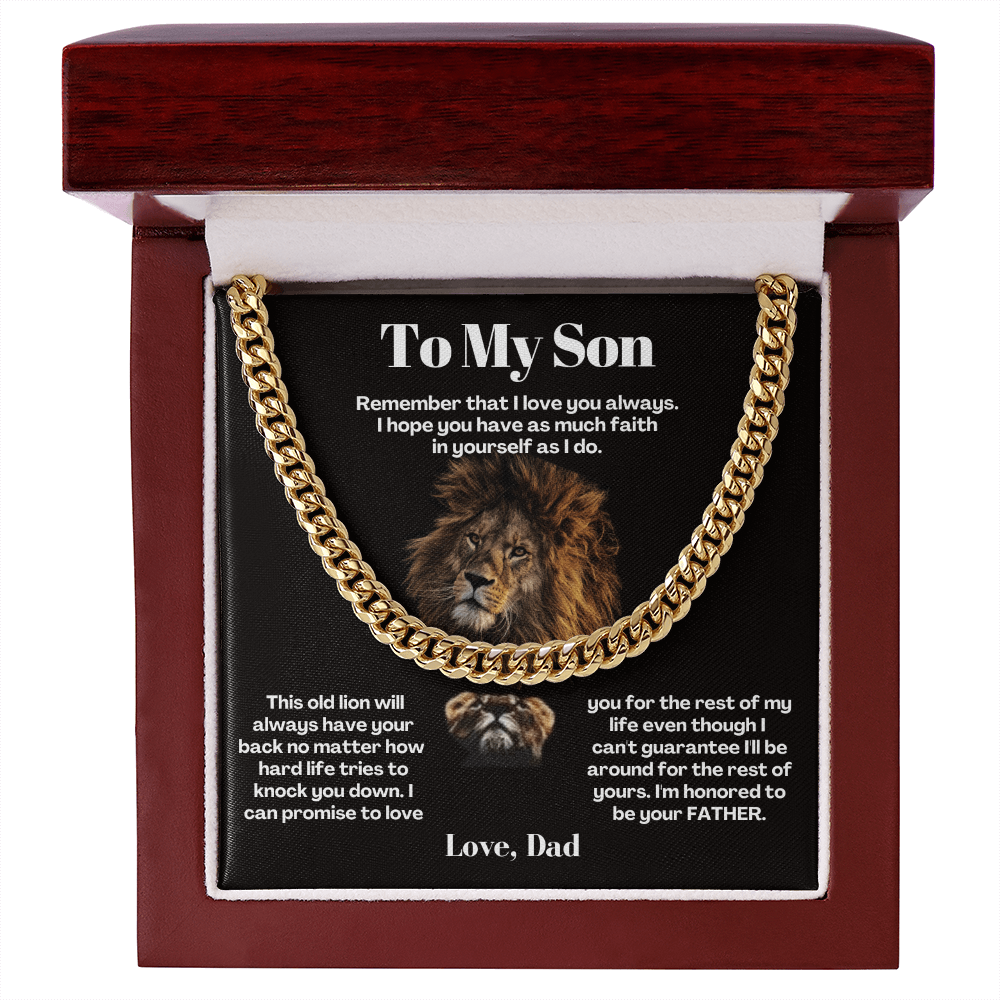 To My Son - Cuban Link Necklace - Always Have Your Back Message Card Gift