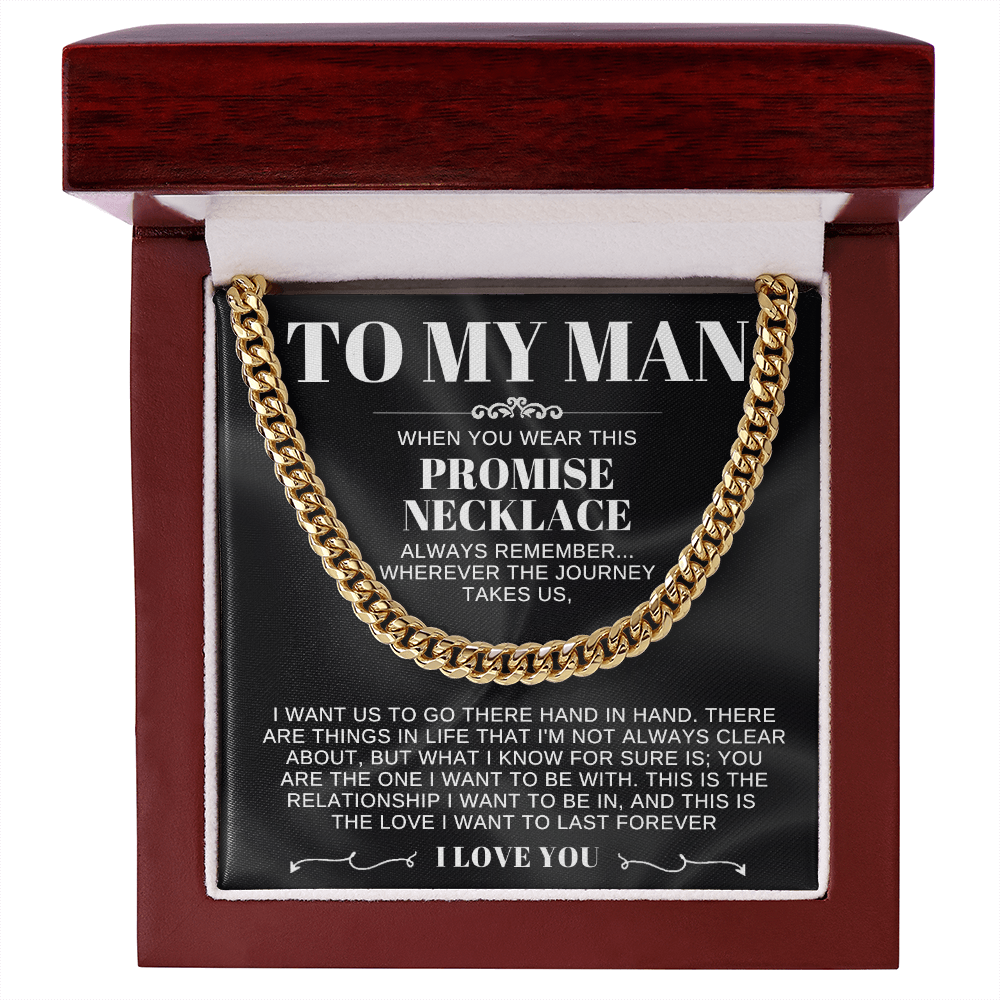 To My Man - Cuban Link Promise Necklace - I Love You Message Card Gift