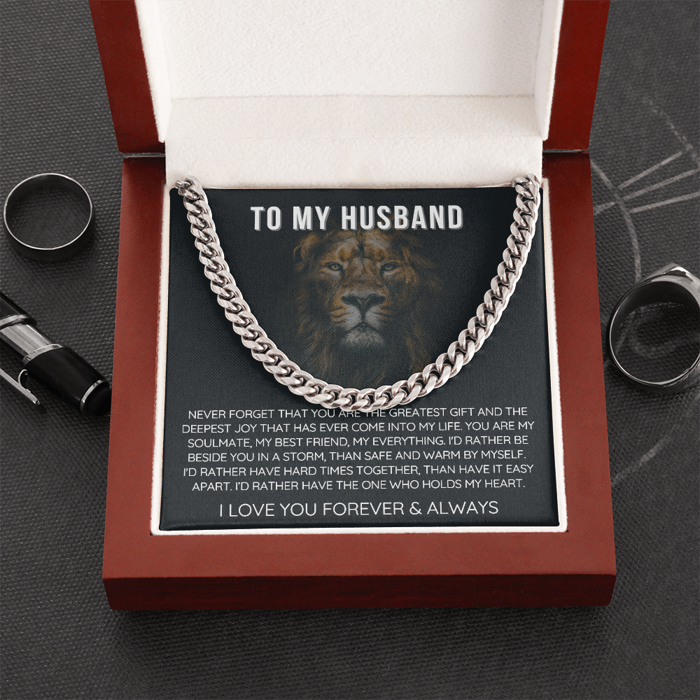 To My Husband - Cuban Link Necklace - Love You Forever Message Card Gift