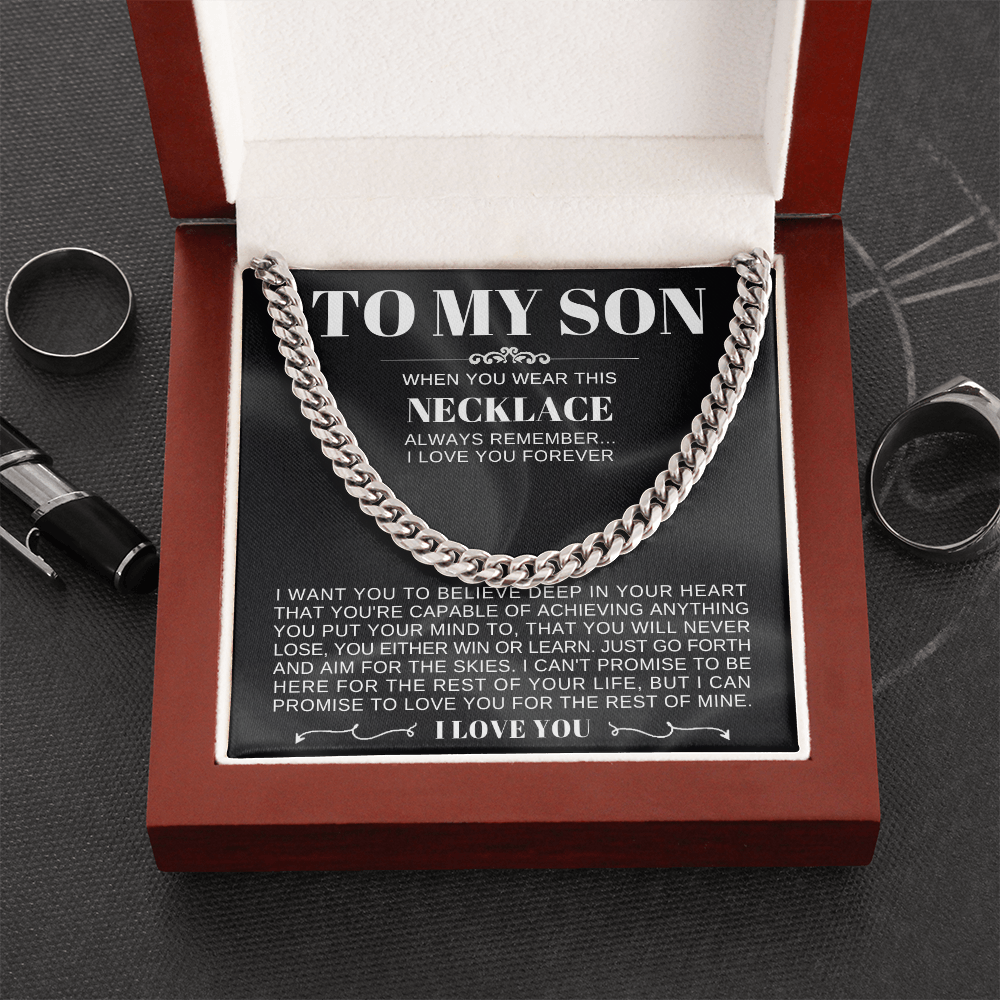 To My Son - Cuban Link Necklace - Love you forever Message Card Gift