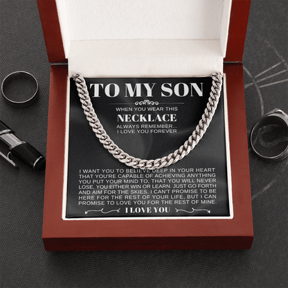 To My Son - Cuban Link Necklace - Love you forever Message Card Gift
