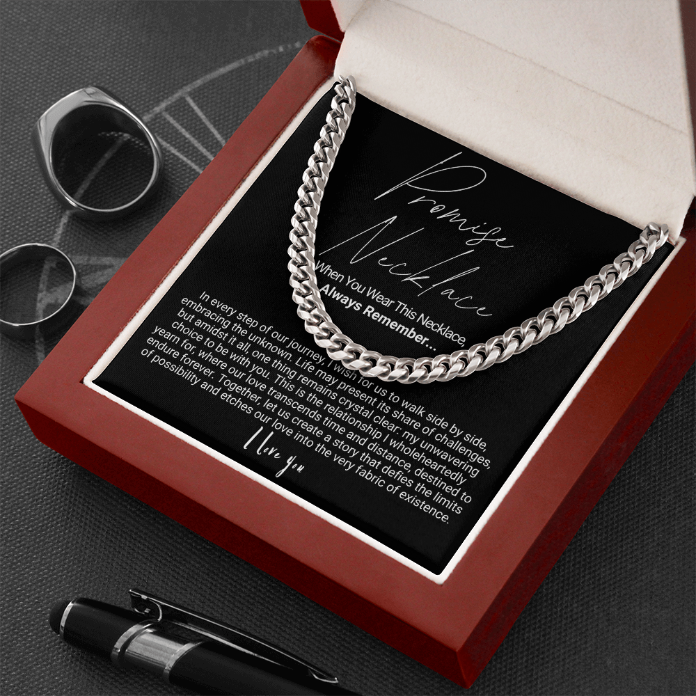To My Man - Cuban Link Necklace - Promise Necklace Message Card Gift