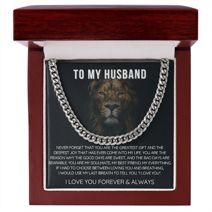 To My Husband - Cuban Link Necklace - Love You Forever Message Card Gift