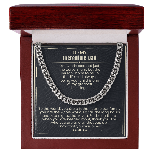 To My Dad - Cuban Link Necklace - You Are Loved Message Card Gift