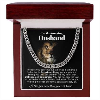 To My Husband - Cuban Link Necklace - Love You More Message Card Gift