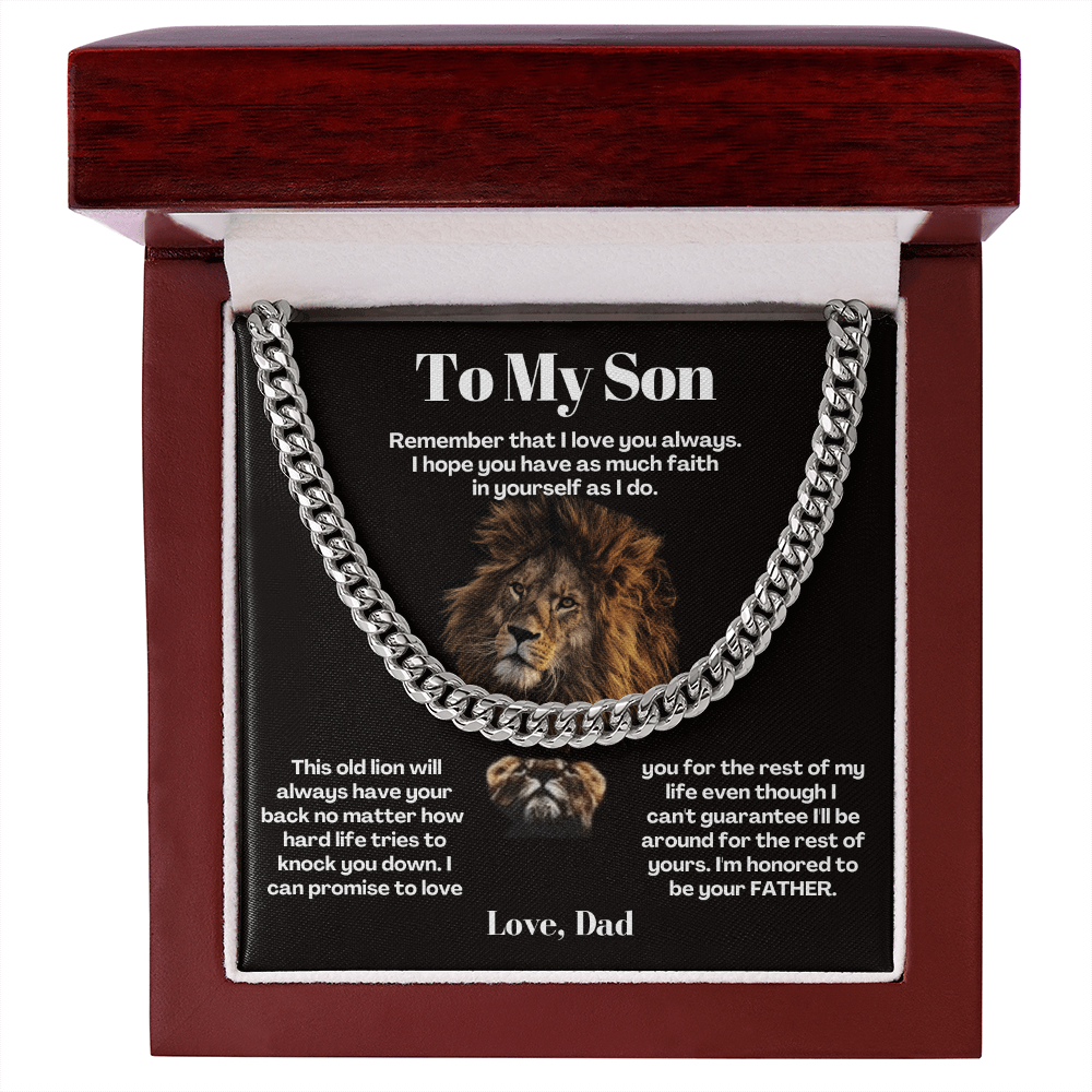 To My Son - Cuban Link Necklace - Always Have Your Back Message Card Gift