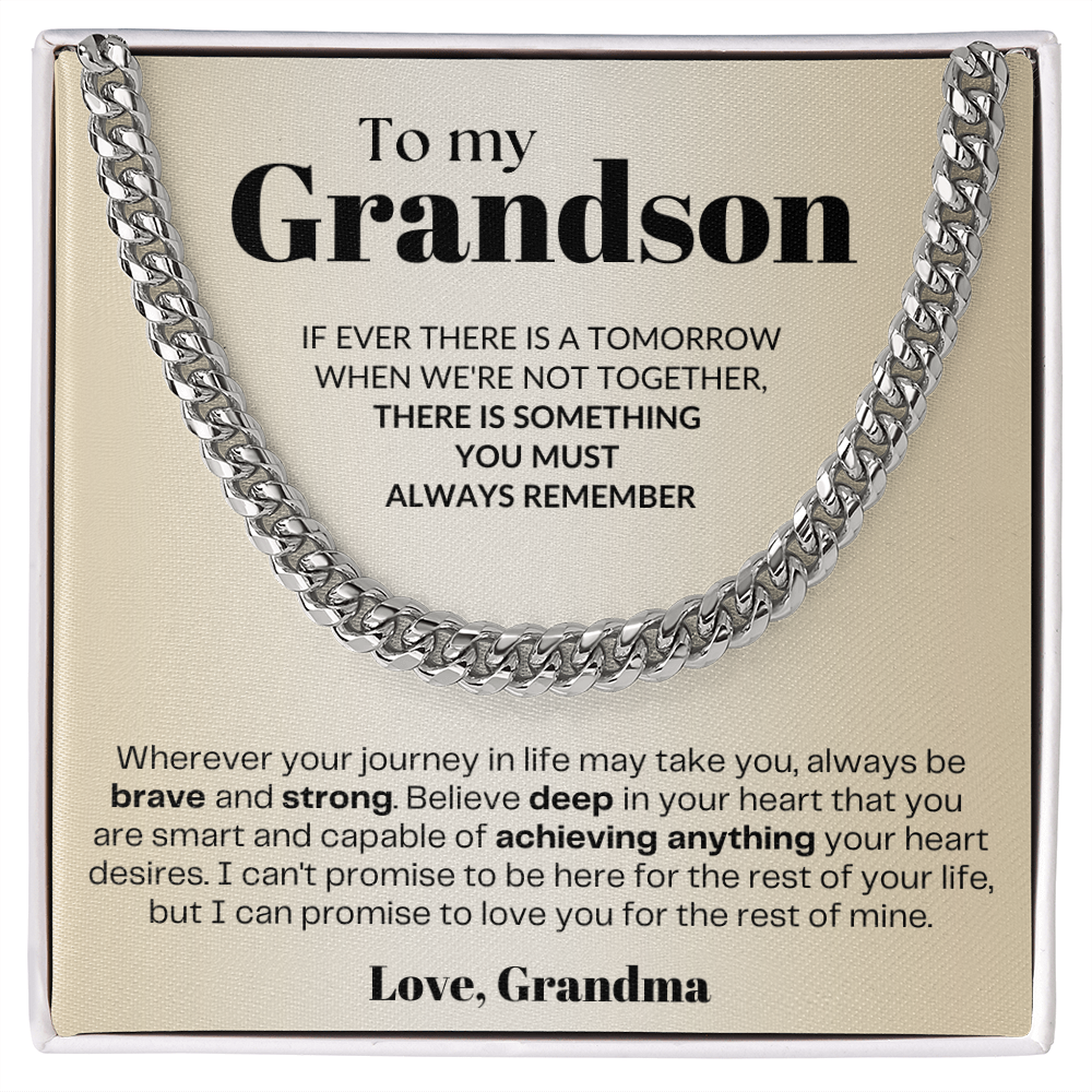 To My Grandson - Cuban Link Necklace Gift - From Grandma