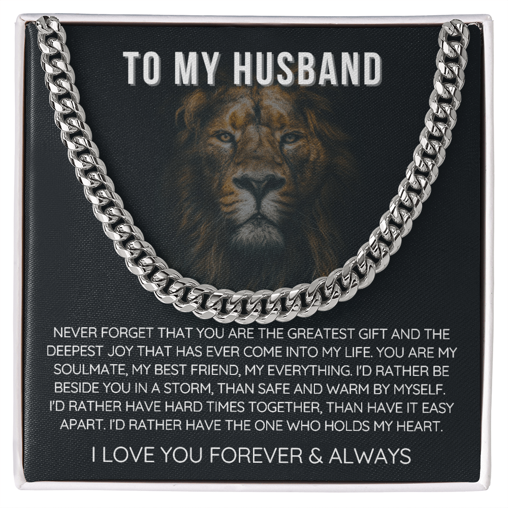 To My Husband - Cuban Link Necklace - Love You Forever Message Card Gift