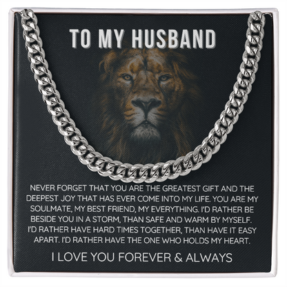 To My Husband - Cuban Link Necklace - Love You Forever Message Card Gift