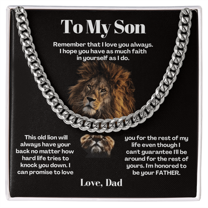 To My Son - Cuban Link Necklace - Always Have Your Back Message Card Gift