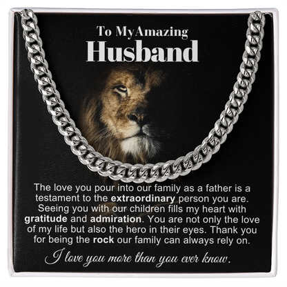To My Husband - Cuban Link Necklace - Love You More Message Card Gift
